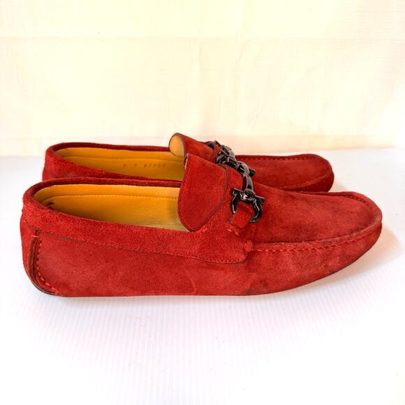 FERRAGAMO Parigi Suede Driving Loafers Men's 7 Slip-On Bit Buckle Italy Unisex - Picture 4 of 12